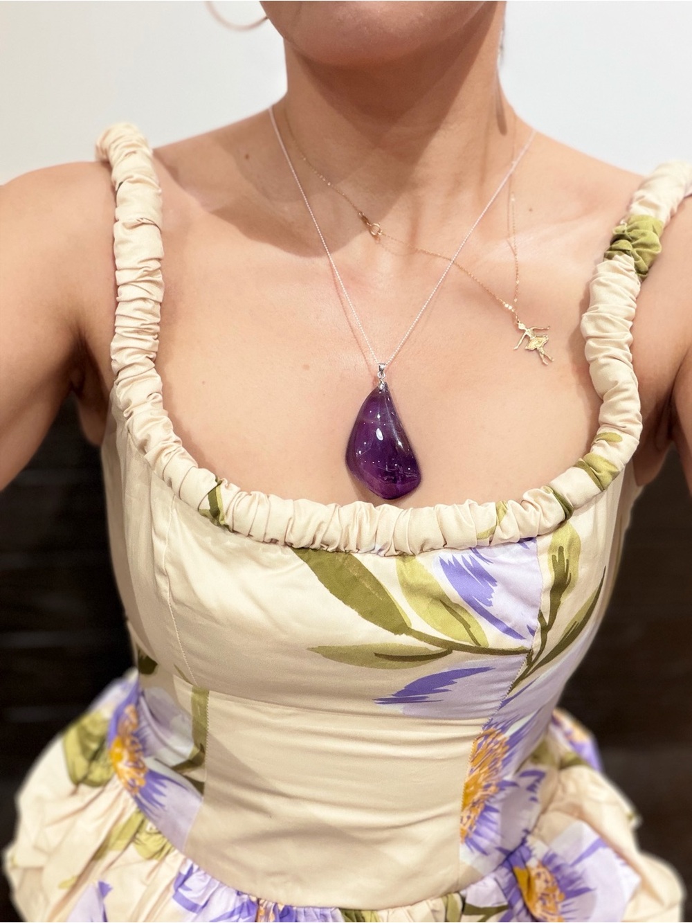 New Natural polished freeform teardrop Large amethyst pendant